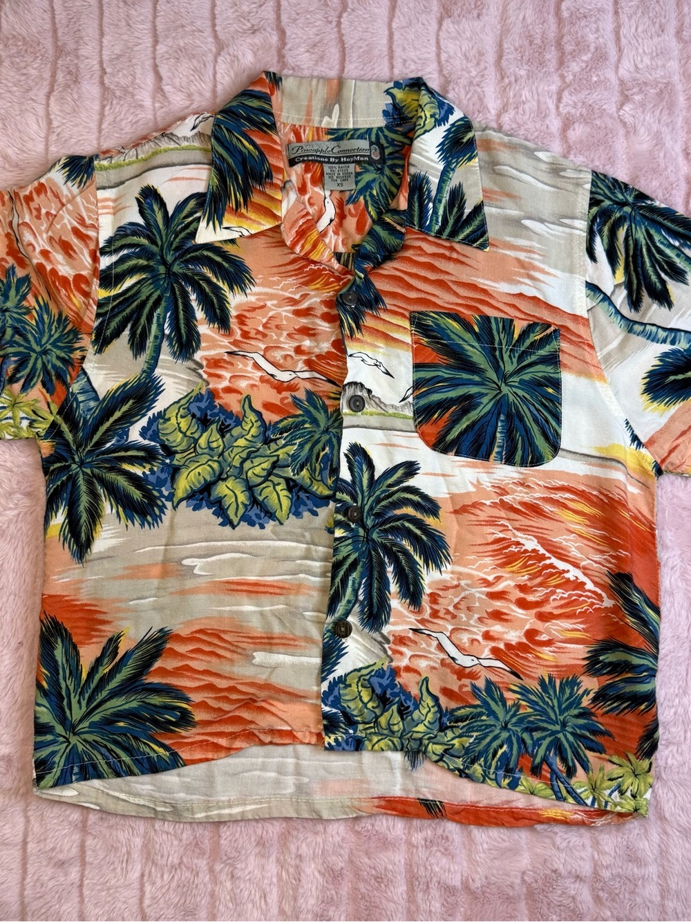 Vintage 90s Pineapple Connection - Tropical Print Hawaiian Shirt - Size XS